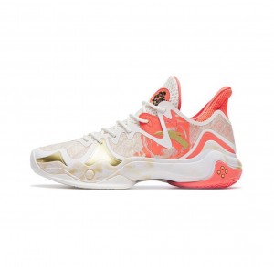 Anta Shock Wave 4 Basketball Shoes White / Pink | YEW390214