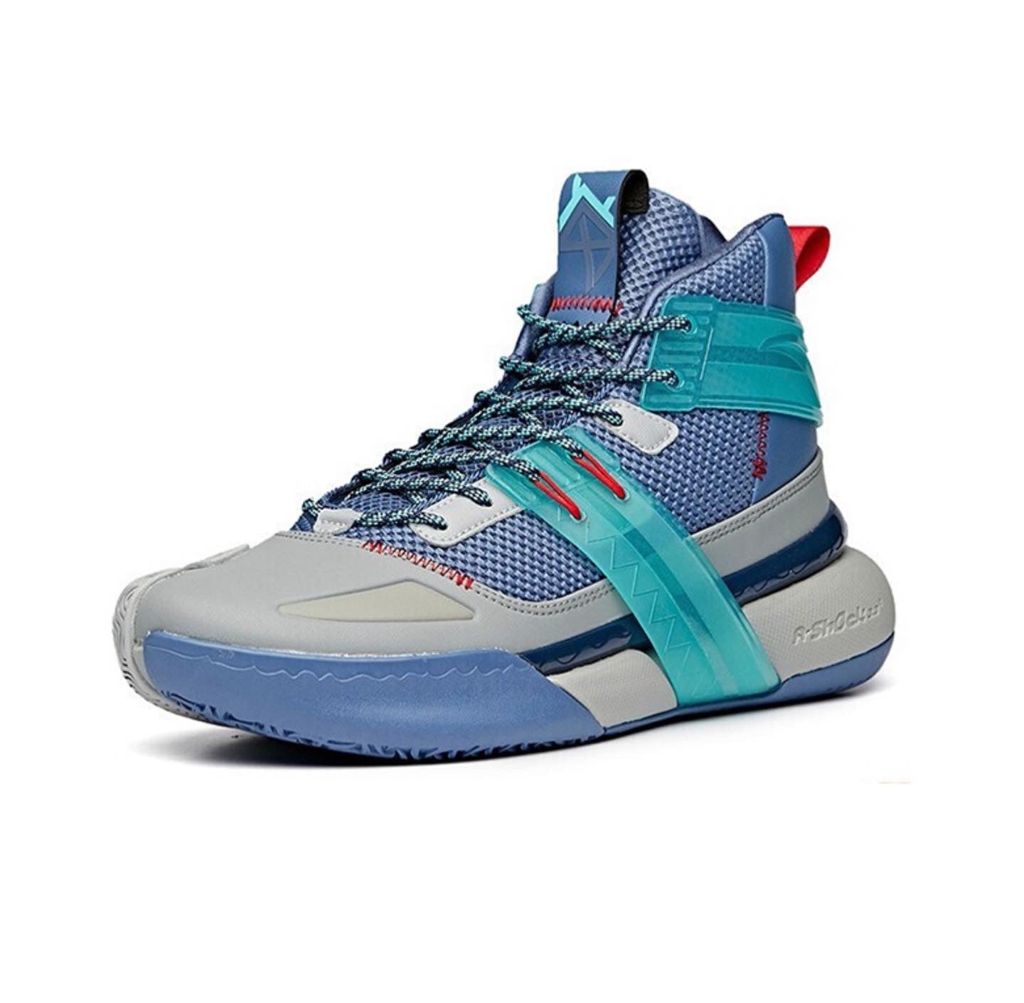 Anta Quick Fight 4 High Basketball Shoes Blue / Grey | AXU817624