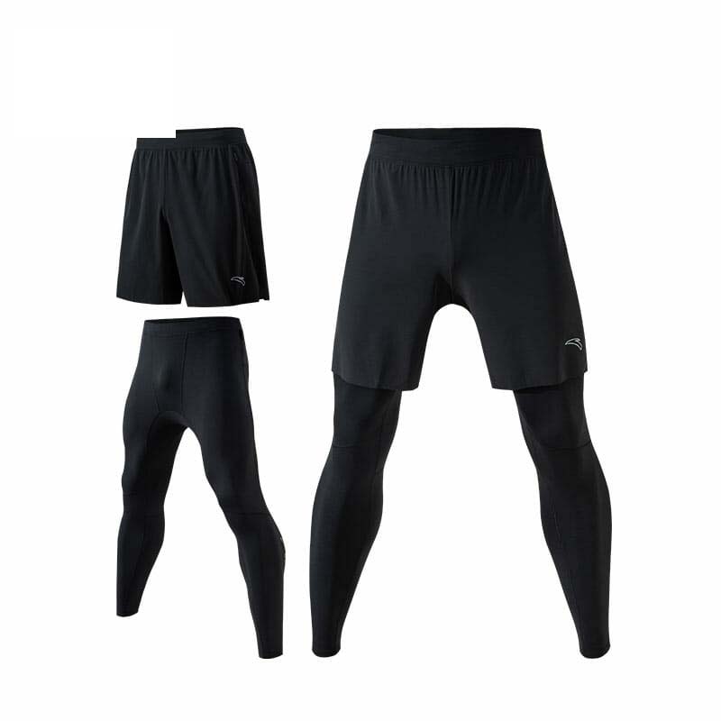 Anta Running Knit 2 in 1 Track Pants Black | RPS189750